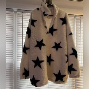 Sherpa Cream and Black Star quarter zip